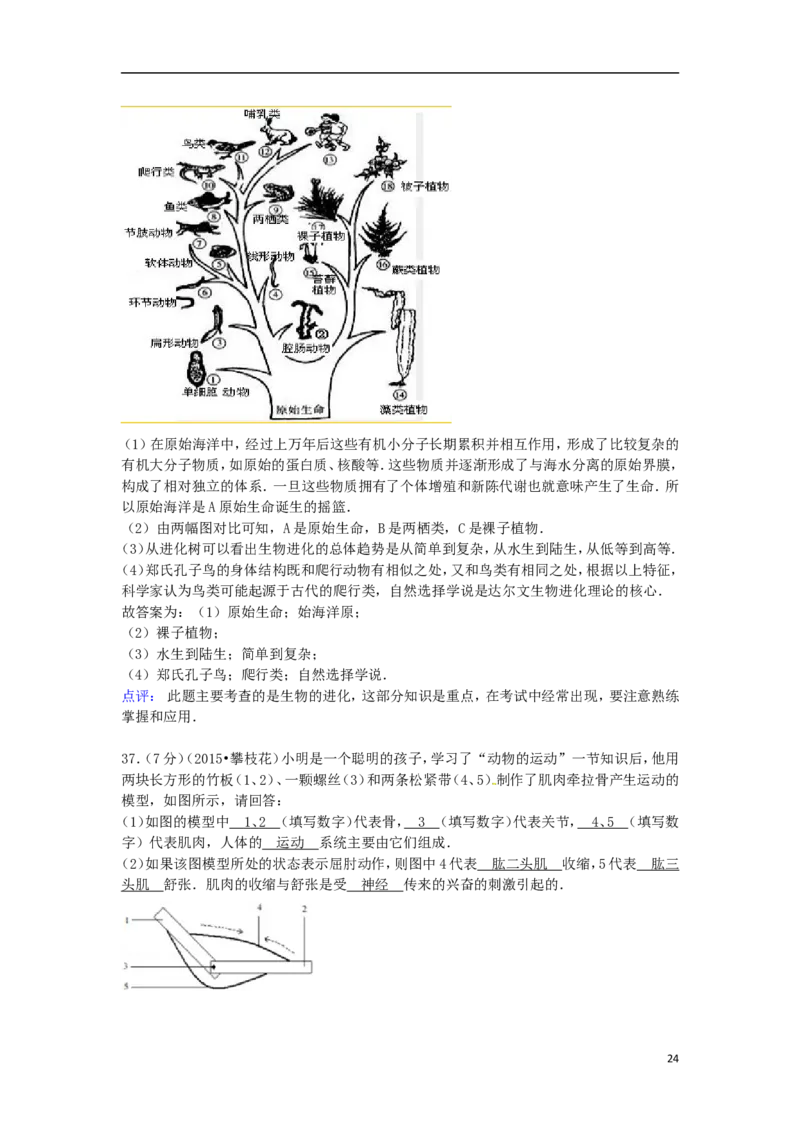 四川省攀枝花市2015年中考生物真题试题（含解析）_8.生物中考真题2015-2024年_2015年全国中考生物74份