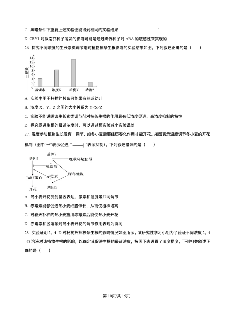 -山东省济南第一中学2025-2026学年高二上学期期中考试生物试题含答案_251218山东省济南第一中学2025-2026学年高二上学期期中学情检测
