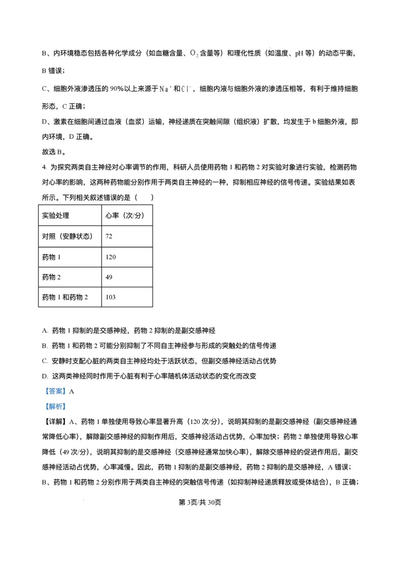 -山东省济南第一中学2025-2026学年高二上学期期中考试生物试题含答案_251218山东省济南第一中学2025-2026学年高二上学期期中学情检测