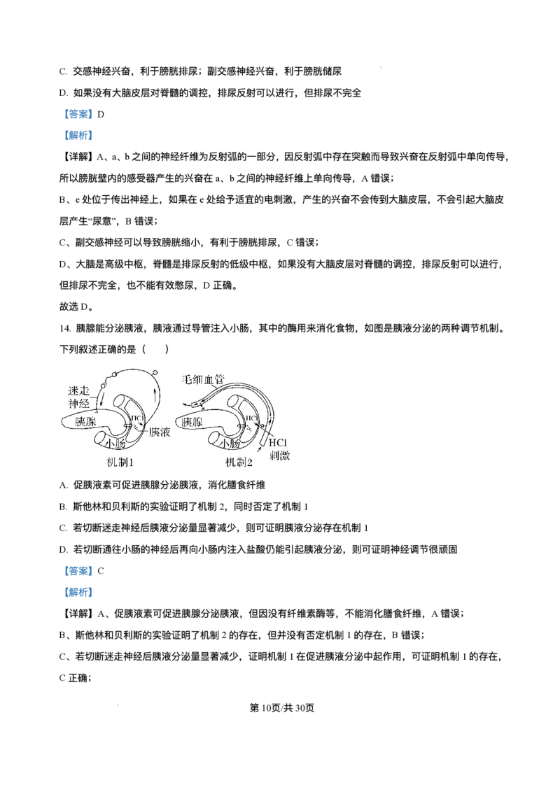 -山东省济南第一中学2025-2026学年高二上学期期中考试生物试题含答案_251218山东省济南第一中学2025-2026学年高二上学期期中学情检测
