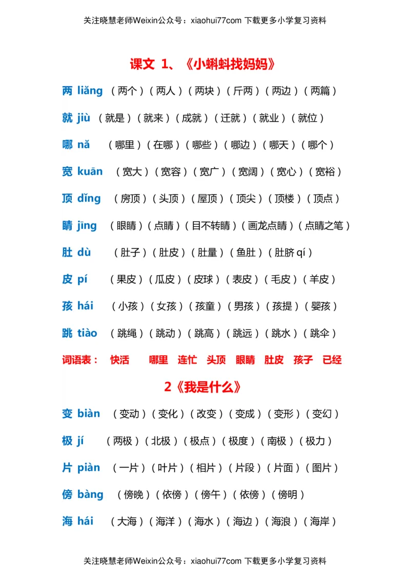 部编版二年级语文上册生字拼音组词_小学1-6年级全部试卷_语文_二年级_3-7-1、小学二年级语文上册_3-7-1-2、练习题、作业、试题、试卷_部编（人教）版_专项练习