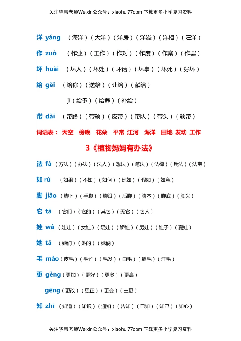 部编版二年级语文上册生字拼音组词_小学1-6年级全部试卷_语文_二年级_3-7-1、小学二年级语文上册_3-7-1-2、练习题、作业、试题、试卷_部编（人教）版_专项练习