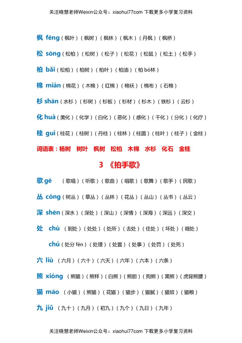 部编版二年级语文上册生字拼音组词_小学1-6年级全部试卷_语文_二年级_3-7-1、小学二年级语文上册_3-7-1-2、练习题、作业、试题、试卷_部编（人教）版_专项练习
