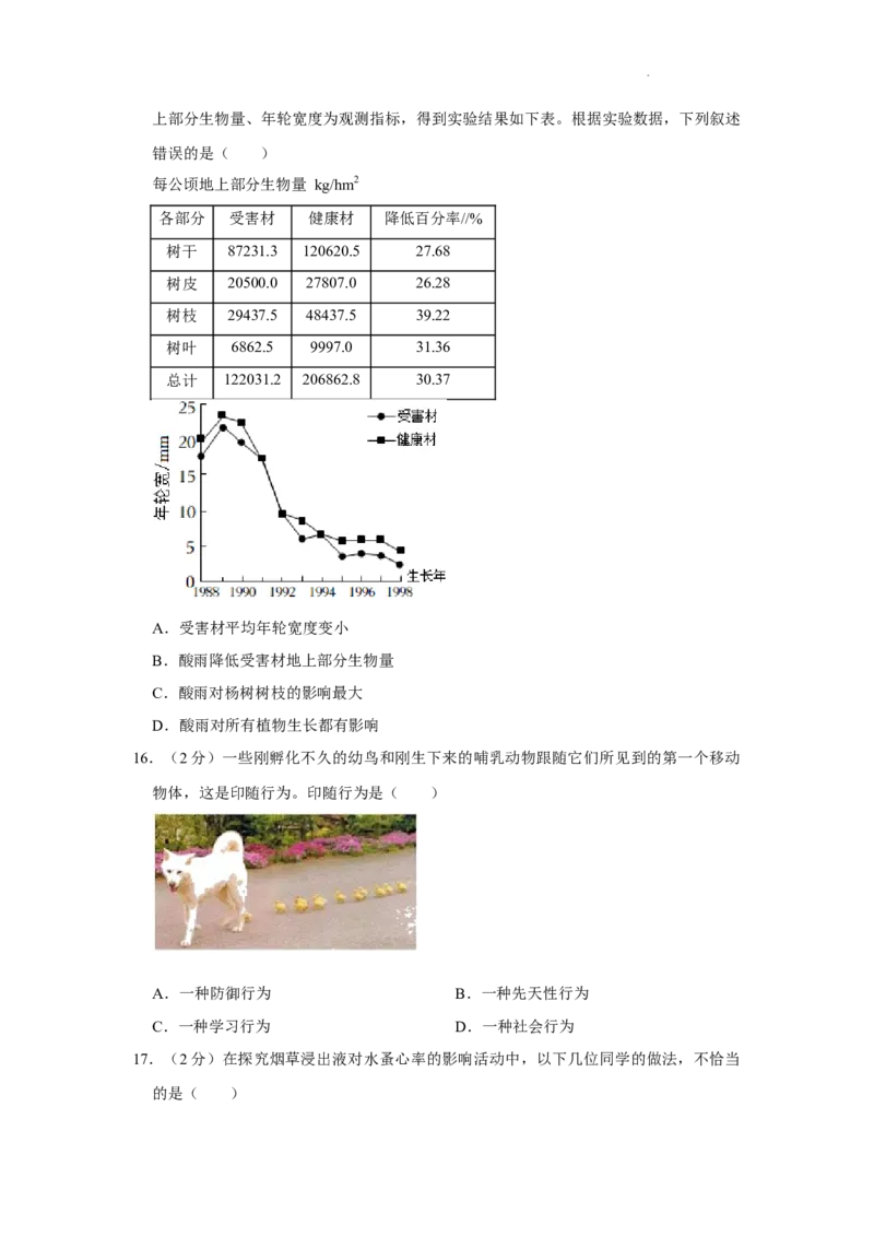 2022年湖南省益阳市中考生物试卷（解析版）_8.生物中考真题2015-2024年_地区卷_湖南省_益阳生物（15-22，少20,21）