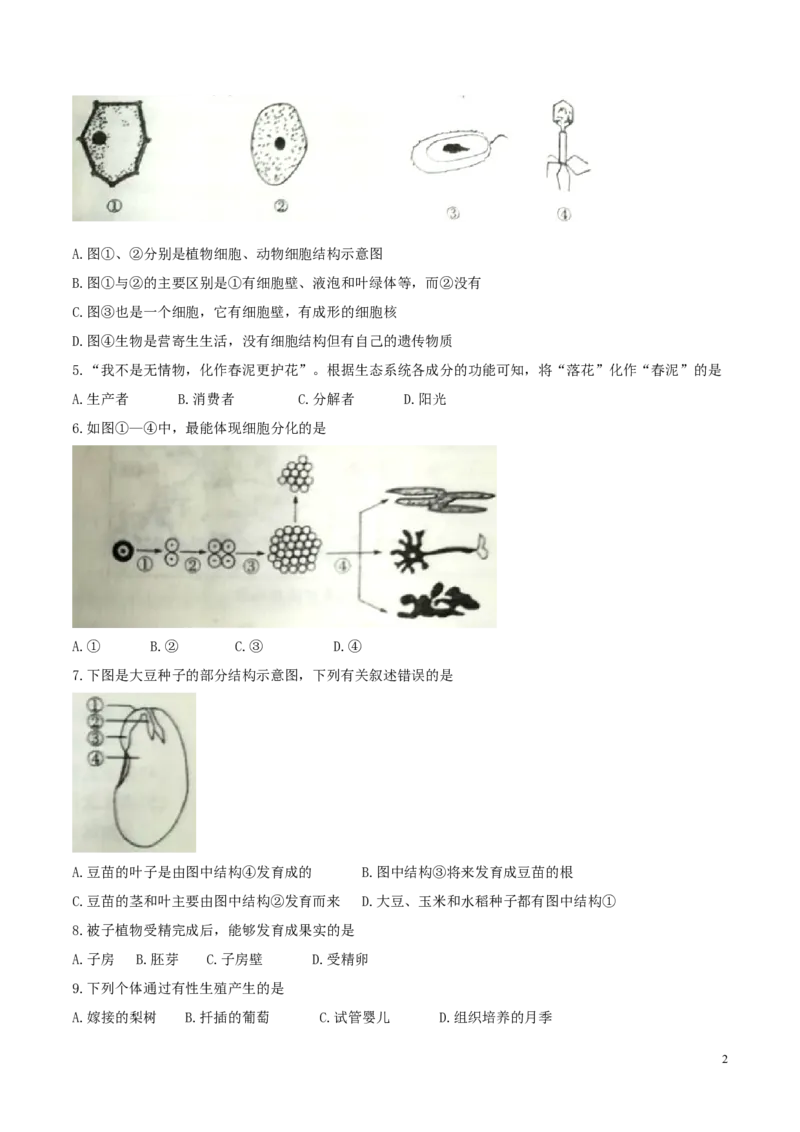 内蒙古赤峰市2017年中考生物真题试题（含答案）_8.生物中考真题2015-2024年_2017年全国中考生物124份