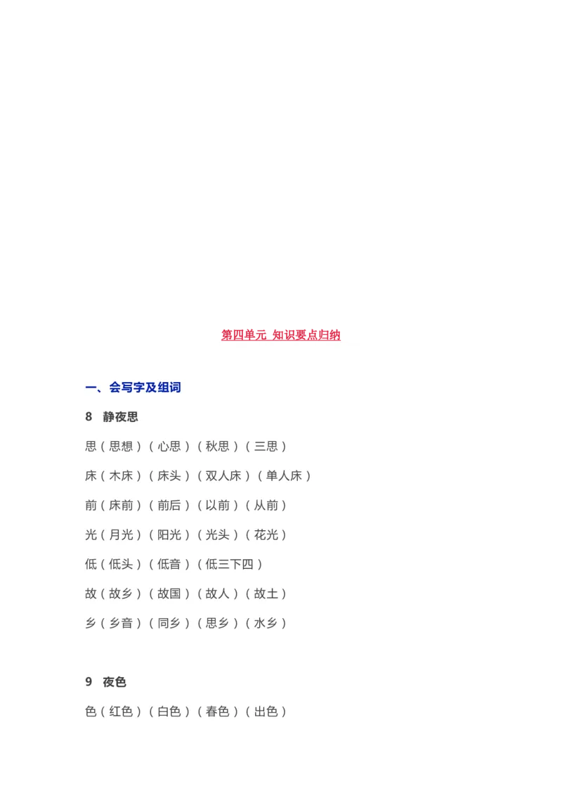 部编版一年级语文（下册）全册知识要点汇总_小学1-6年级全部试卷_语文_一年级_3-6-2、小学一年级语文下册_3-6-2-1、复习、知识点、归纳汇总_部编版