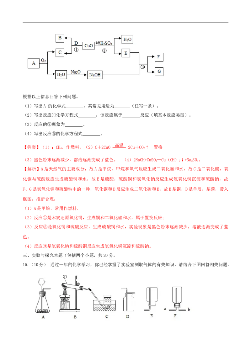 2020年甘肃省省卷化学试题（解析版）-副本_中考真题_5.化学中考真题2015-2024年_2020中考化学真题（113份）_2020年甘肃省省卷化学试题）