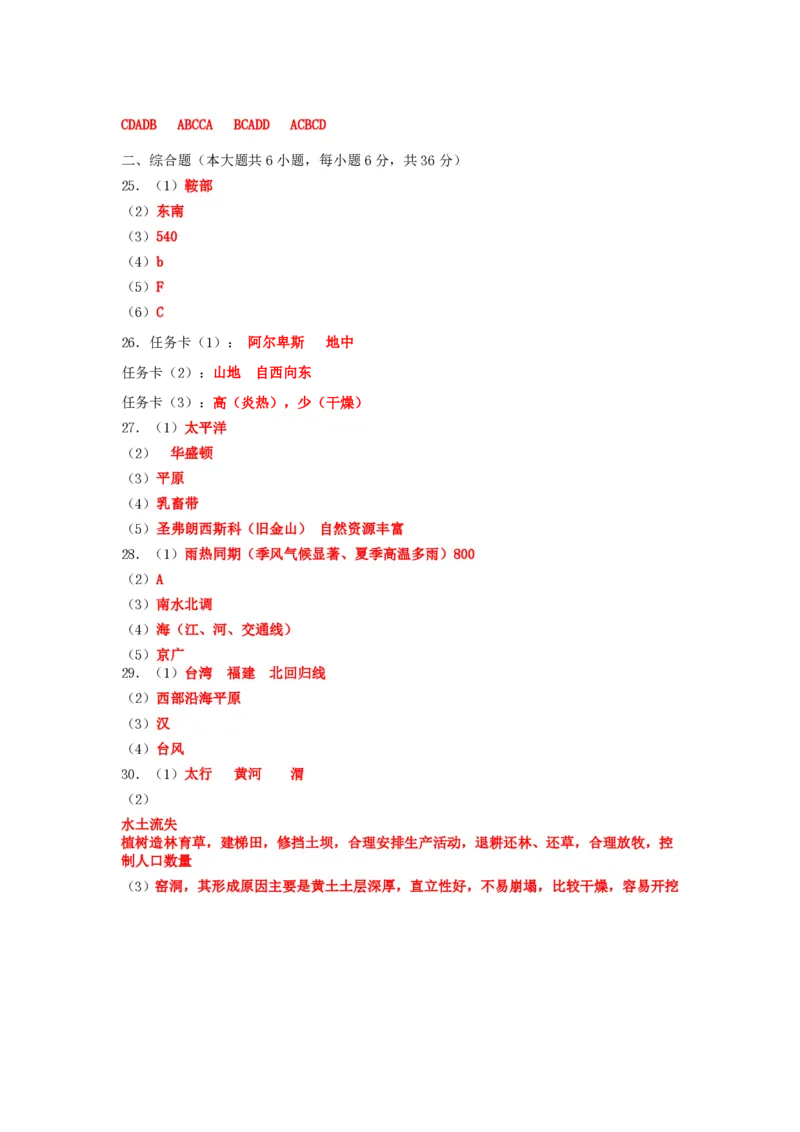 2019陕西省中考地理真题及答案_9.地理中考真题2015-2024年_地区卷_陕西地理19-23（陕西省统一试卷）