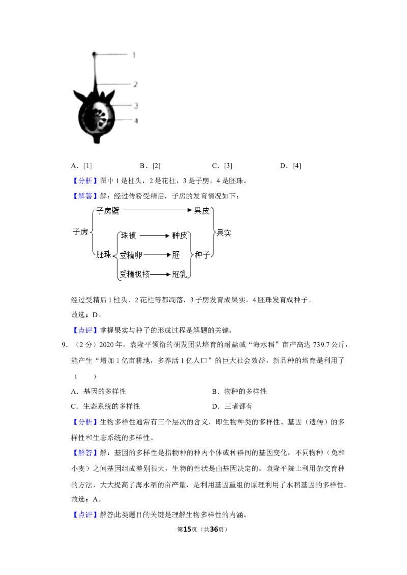 2021年山东省烟台市中考生物真题（解析版）_8.生物中考真题2015-2024年_地区卷_山东省_烟台中考生物08-22