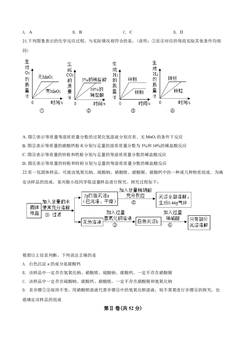 2020年山东省青岛市中考化学试题及答案_中考真题_5.化学中考真题2015-2024年_地区卷_山东省_青岛化学