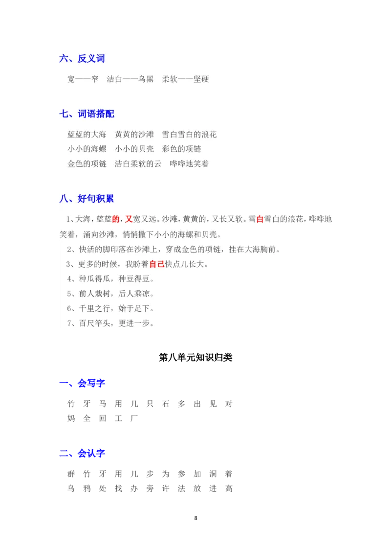 部编版一年级语文上册各单元知识点汇总_小学1-6年级全部试卷_语文_一年级_3-6-1、小学一年级语文上册_3-6-1-1、复习、知识点、归纳汇总_部编版