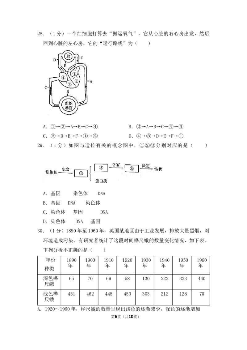 2020陕西省中考生物_8.生物中考真题2015-2024年_地区卷_陕西生物19-21（陕西省统一试卷）