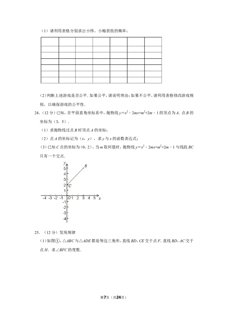 2020年山东省威海市中考数学试卷_中考真题_2.数学中考真题2015-2024年_地区卷_山东省_山东威海数学10-23