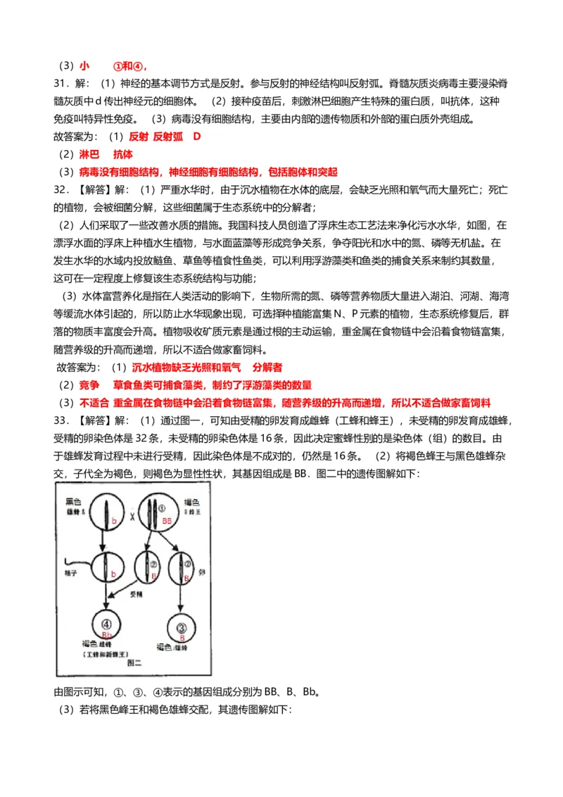 2019年湖南省株洲市中考生物试题（word版，含解析）_8.生物中考真题2015-2024年_2019年全国中考生物92份