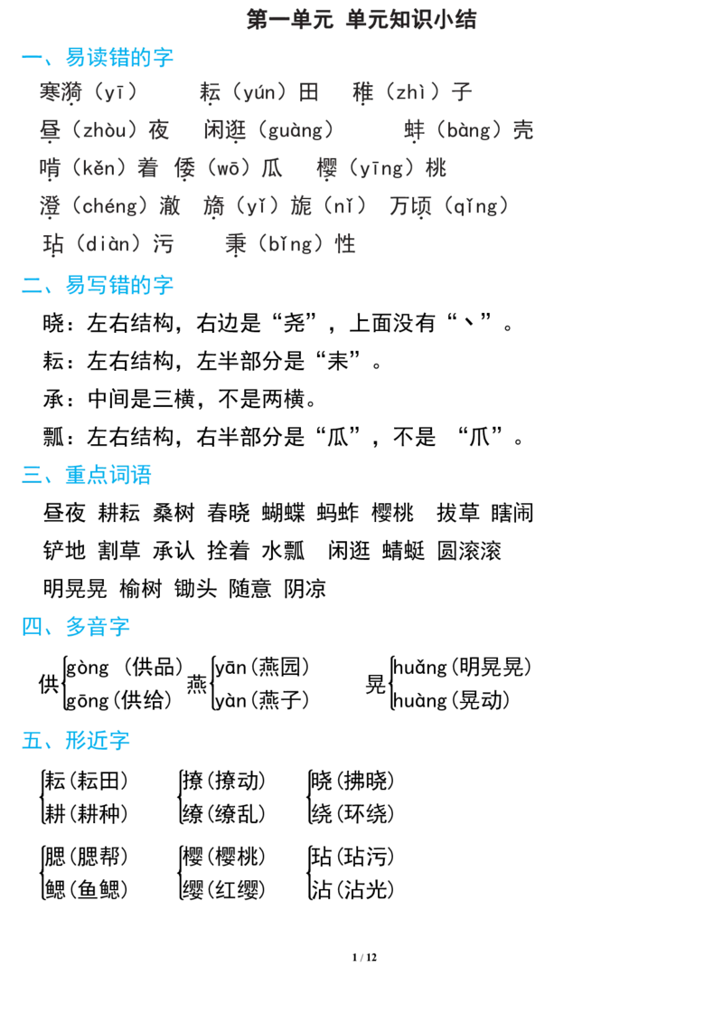 部编版语文五年级下册期中复习知识要点_小学1-6年级全部试卷_语文_五年级_3-10-2、小学五年级语文下册_3-10-2-1、复习、知识点、归纳汇总_部编（人教）版