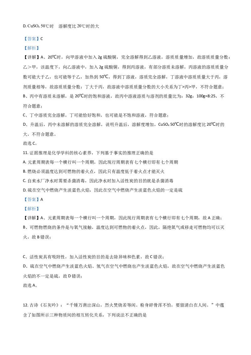 四川省乐山市2021年中考化学试题（解析版）_中考真题_5.化学中考真题2015-2024年_2021年中考化学真题（83份）_乐山化学