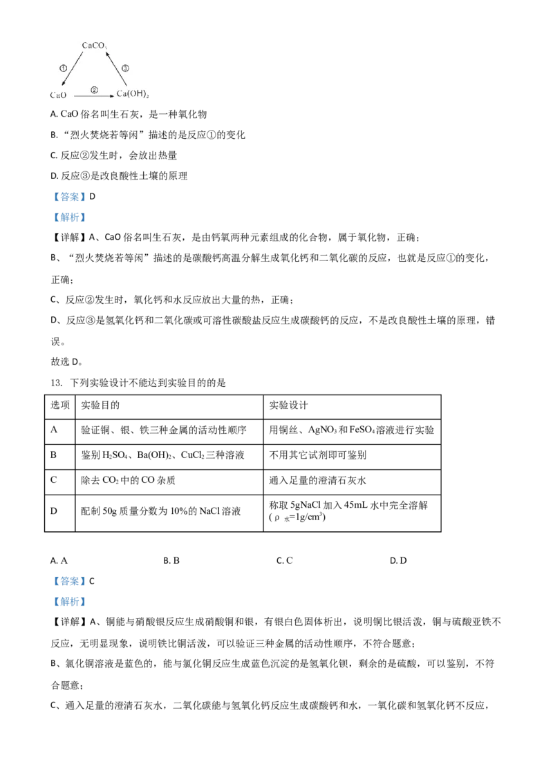 四川省乐山市2021年中考化学试题（解析版）_中考真题_5.化学中考真题2015-2024年_2021年中考化学真题（83份）_乐山化学