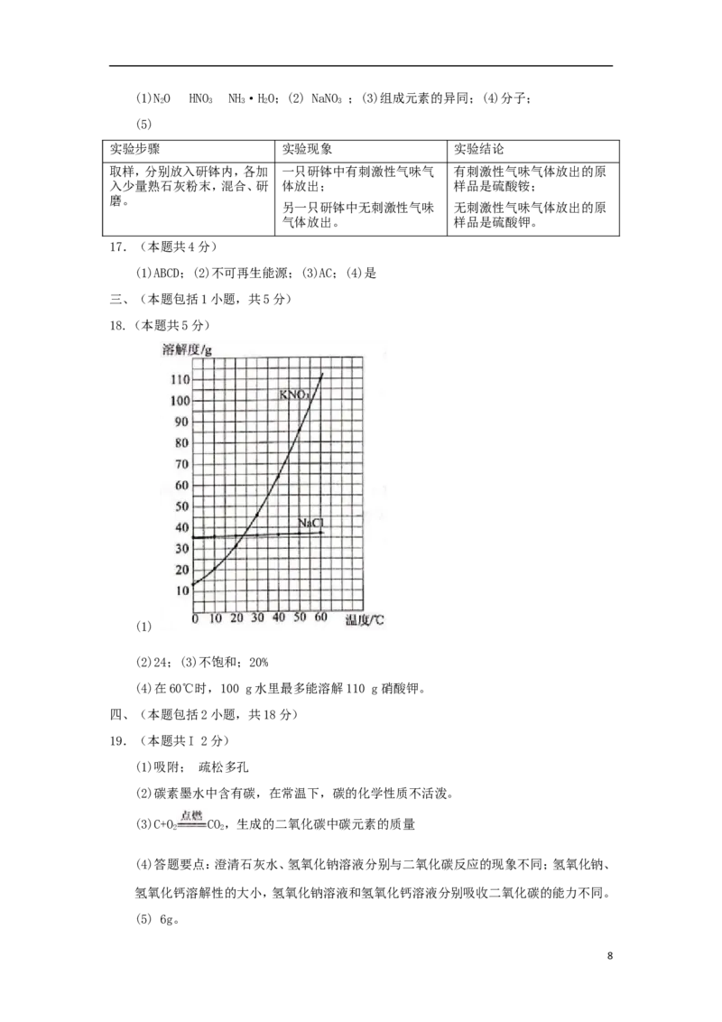 江苏省南京市2018年中考化学真题试题（含答案）_中考真题_5.化学中考真题2015-2024年_2018中考真题卷（277份）