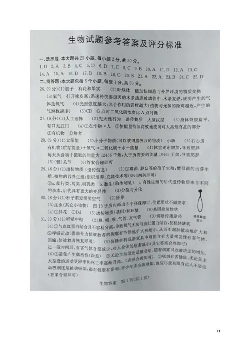 山东省东营市2019年中考生物真题试题_8.生物中考真题2015-2024年_2019年全国中考生物92份
