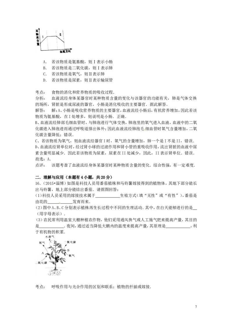 山东省淄博市2015年中考生物真题试题（含解析）_8.生物中考真题2015-2024年_2015年全国中考生物74份