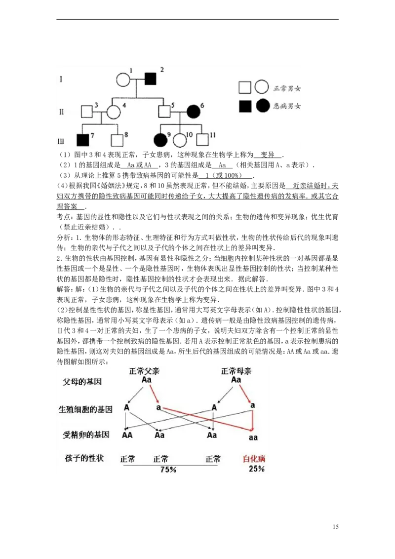 山东省济宁市2015年中考生物真题试题（含解析）_8.生物中考真题2015-2024年_2015年全国中考生物74份