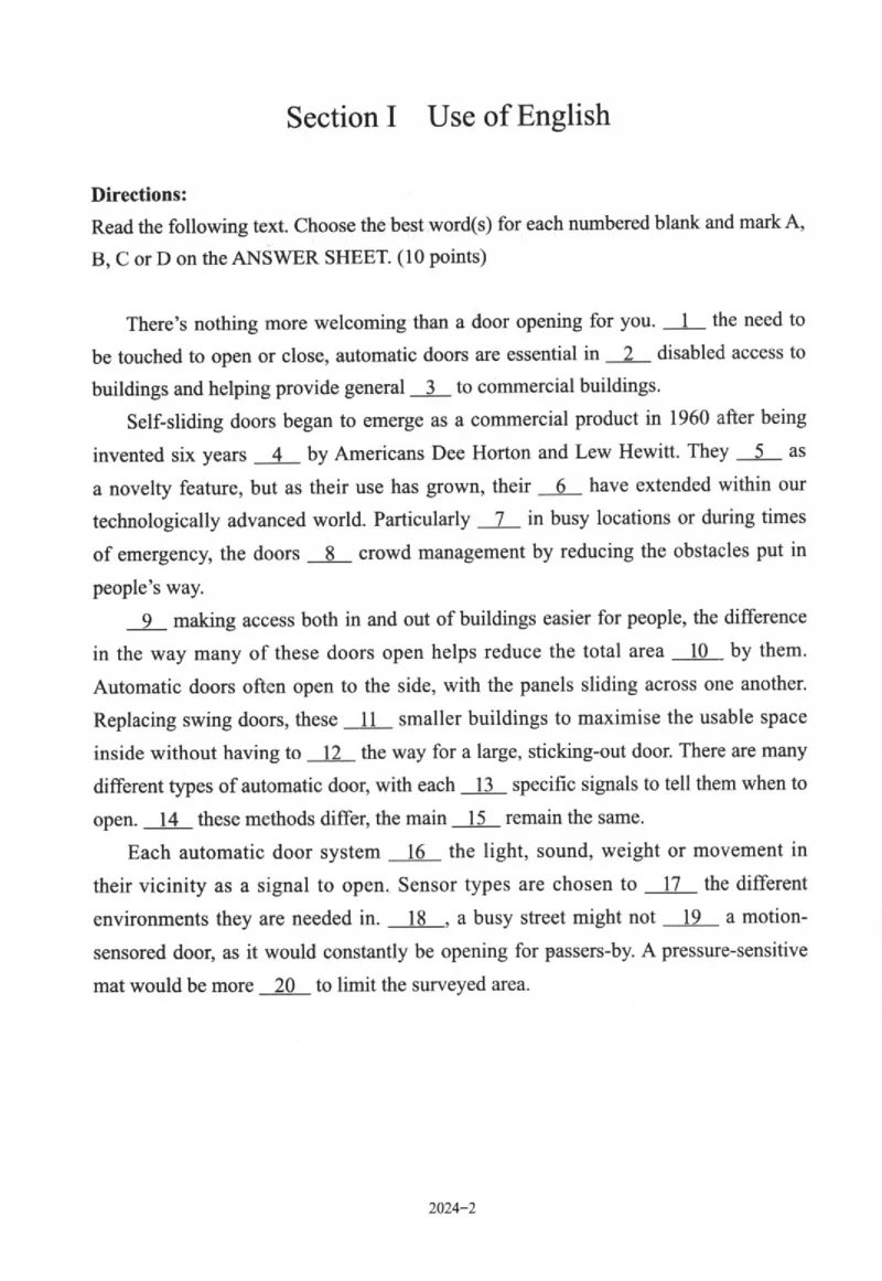 2024年考研英语一真题可复制搜索查词_考研（英语一二）历年真题_考研英语（一）历年真题&mdash;&mdash;1980-2025_❤️2.2010-2025年考研英语一真题及解析_01、真题部分_word版