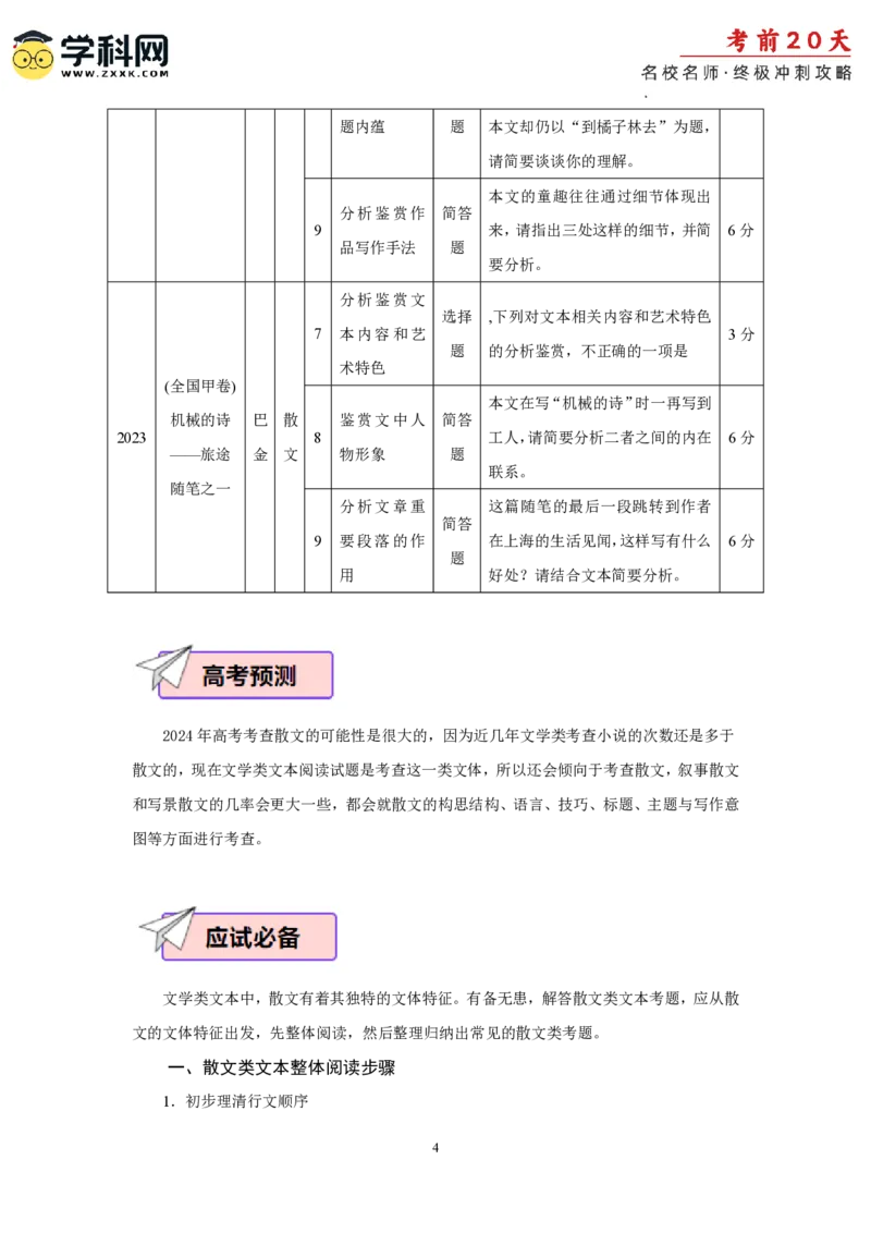 语文（二）-2024年高考考前20天终极冲刺攻略_2024高考押题卷_62024学科网全系列_20学科网高考考前终极攻略_语文-2024年高考考前20天终极冲刺攻略