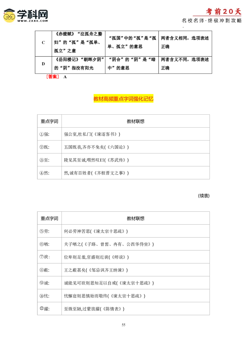 语文（二）-2024年高考考前20天终极冲刺攻略_2024高考押题卷_62024学科网全系列_20学科网高考考前终极攻略_语文-2024年高考考前20天终极冲刺攻略