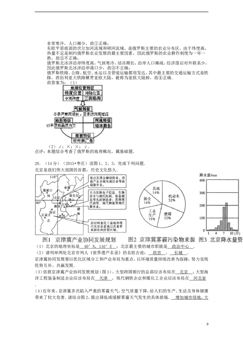 山东省枣庄市2015年中考地理真题试题（含解析）_9.地理中考真题2015-2024年_2015年全国中考地理113份