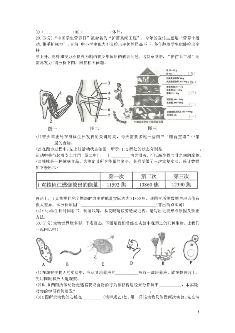 山东省临沂市2019年中考生物真题试题_8.生物中考真题2015-2024年_2019年全国中考生物92份