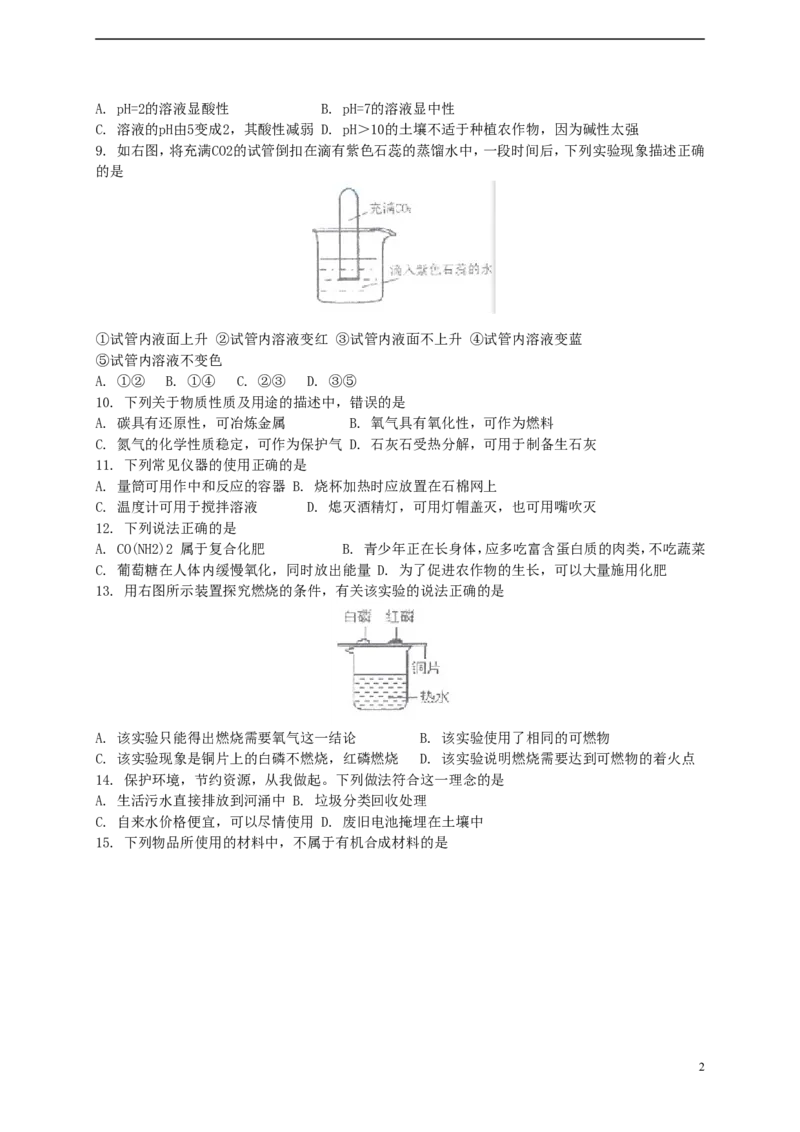 广东省广州市2015年中考化学真题试题（含解析）_中考真题_5.化学中考真题2015-2024年_2015中考真题卷（162份）