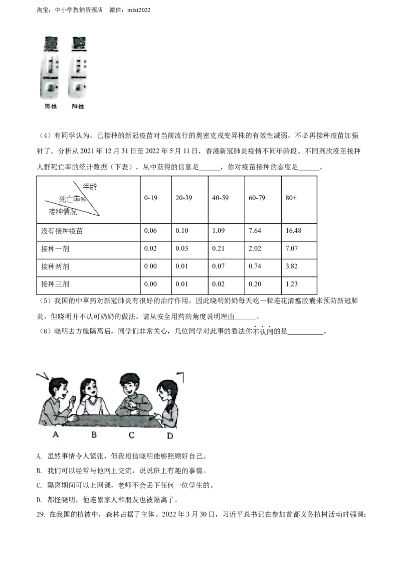 精品解析：2022年山东省烟台中考生物真题（原卷版）_8.生物中考真题2015-2024年_地区卷_山东省_烟台中考生物08-22