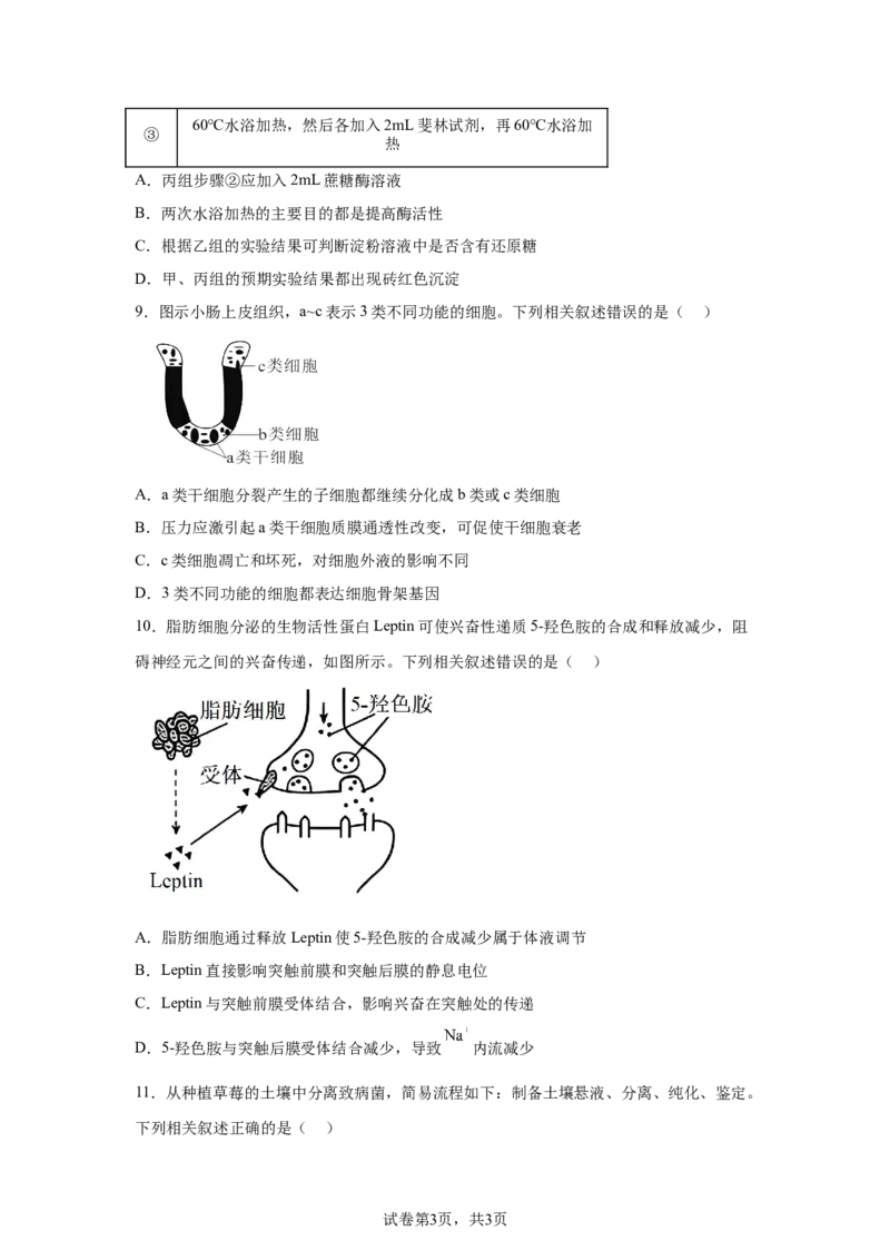 江苏2025年高考江苏卷生物高考真题文档版_1.高考2025全国各省真题+答案_9.高考生物真题答案更新中