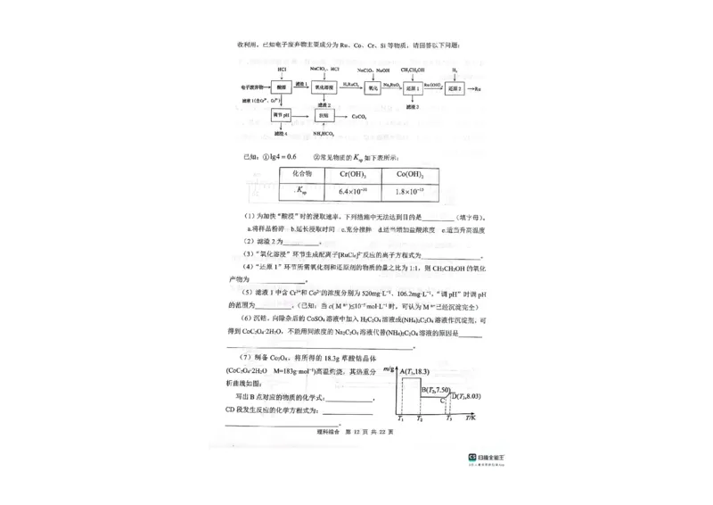 陕西省渭南市2023-2024学年高三下学期教学质量检测理综试卷（Ⅱ）_00_2024年4月_01按日期_14号_2024届陕西省渭南市高三下学期教学质量检测（Ⅱ）