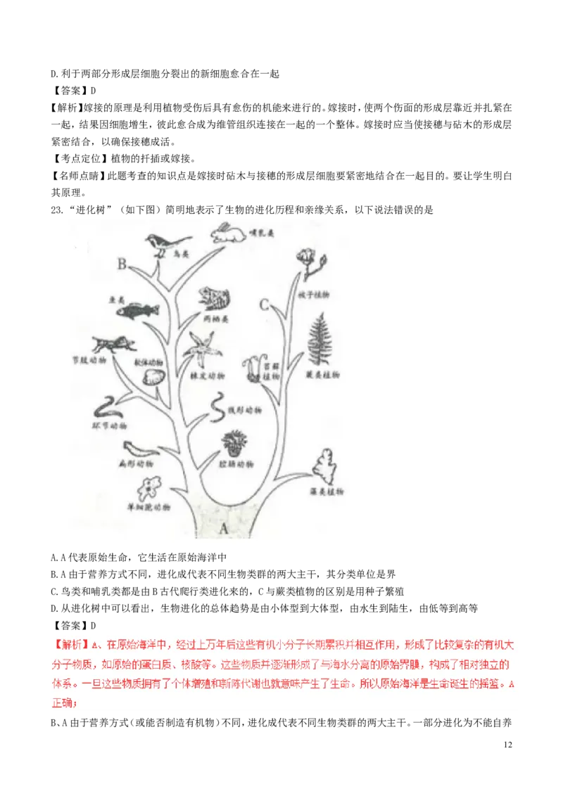 山东省临沂市2017年中考生物真题试题（含解析）_8.生物中考真题2015-2024年_2017年全国中考生物124份