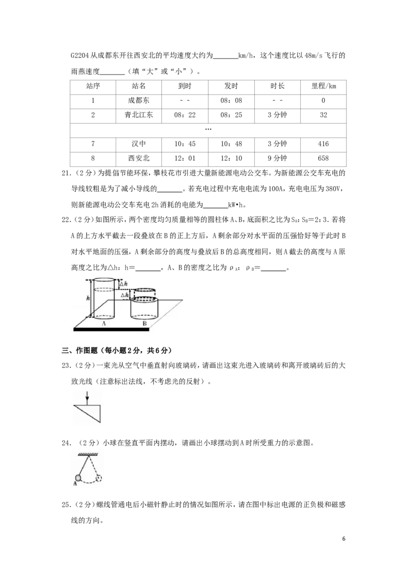四川省攀枝花市2019年中考物理真题试题（含解析）_中考真题_4.物理中考真题2015-2024年_2019年中考物理真题175份