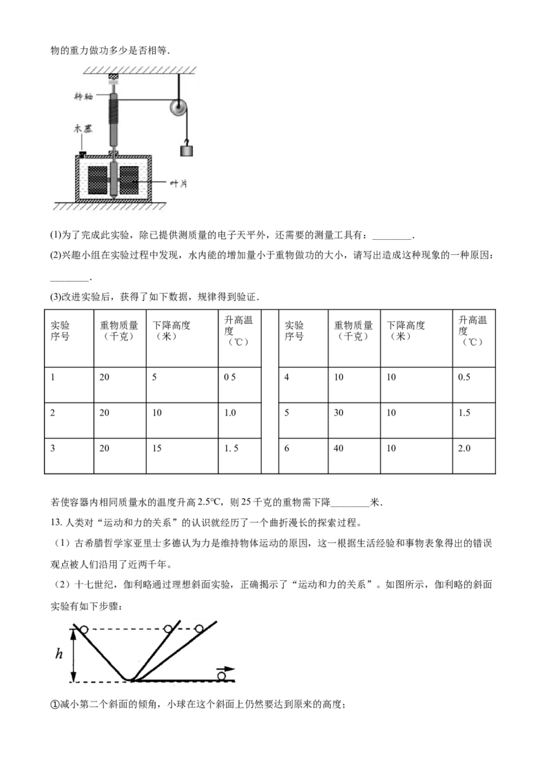 内蒙古呼和浩特市2021年中考物理试题（原卷版）_中考真题_4.物理中考真题2015-2024年_2021中考物理真题42份_2021内蒙古_呼市物理