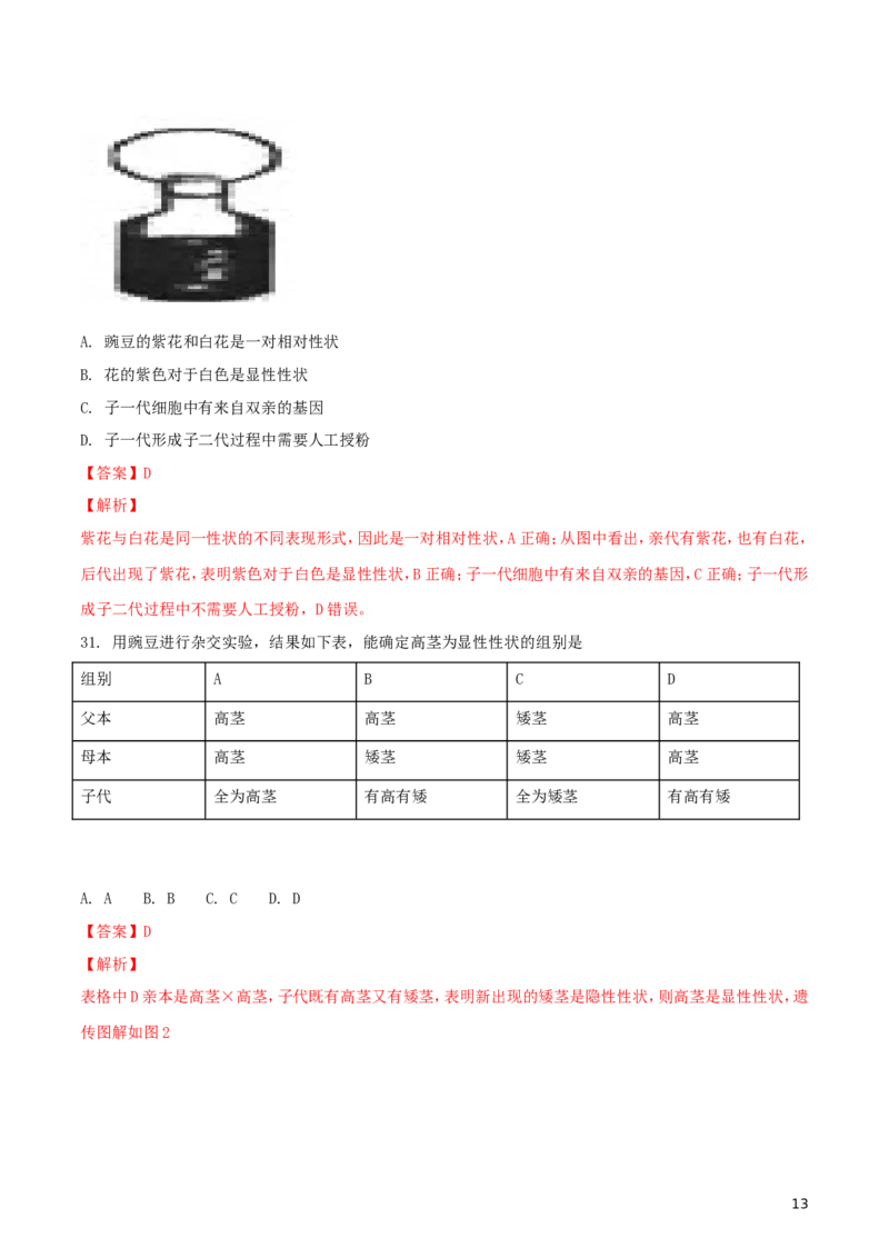 湖北省武汉市2018年中考生物真题试题（含解析）_8.生物中考真题2015-2024年_2018年全国中考生物141份