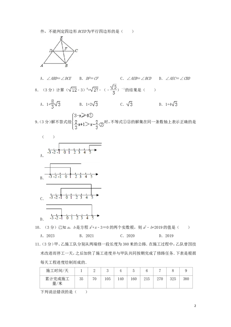 山东省威海市2019年中考数学真题试题（含解析）_中考真题_2.数学中考真题2015-2024年_2019年全国中考数学206份