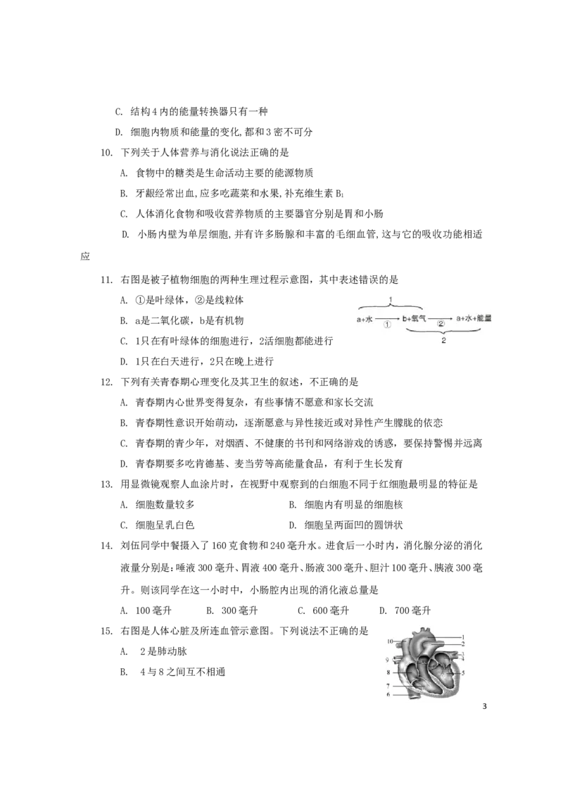 湖南省益阳市2019年中考生物真题试题_8.生物中考真题2015-2024年_2019年全国中考生物92份