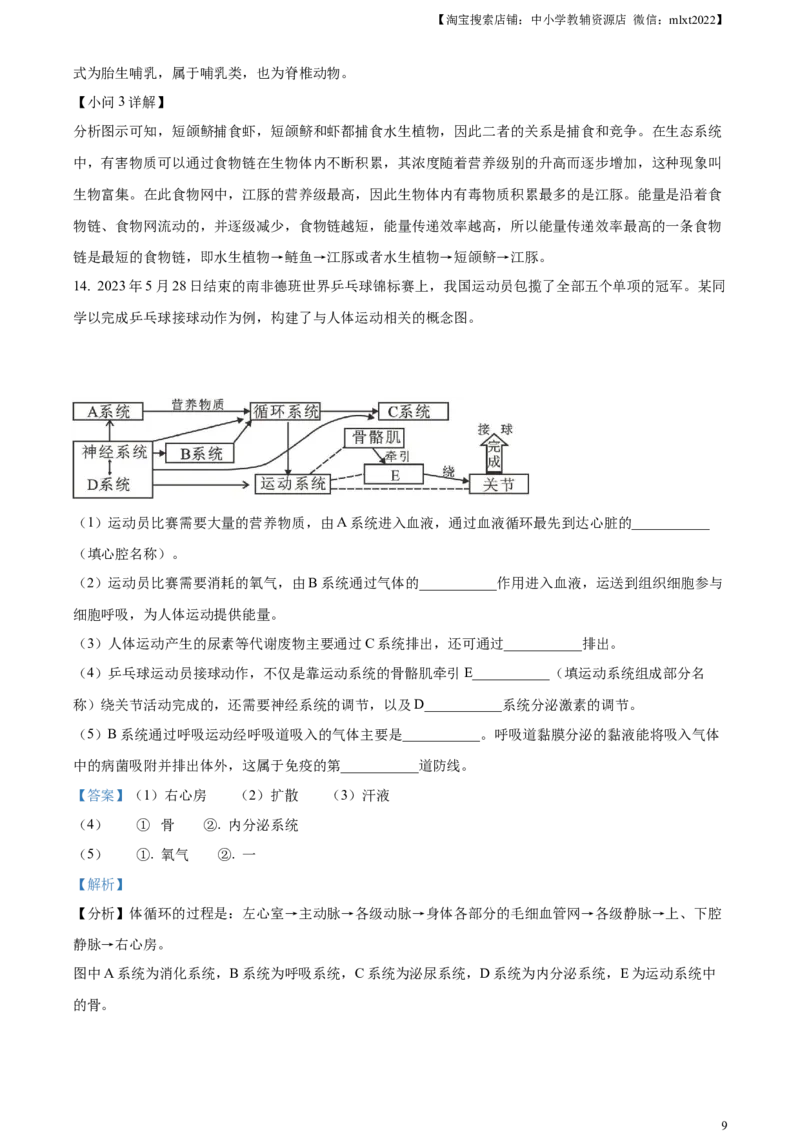 油田中考生物真题（解析版）_8.生物中考真题2015-2024年_2023年全国中考生物7.20_精品解析：2023年湖北省天门市潜江市仙桃市江汉油田中考生物真题