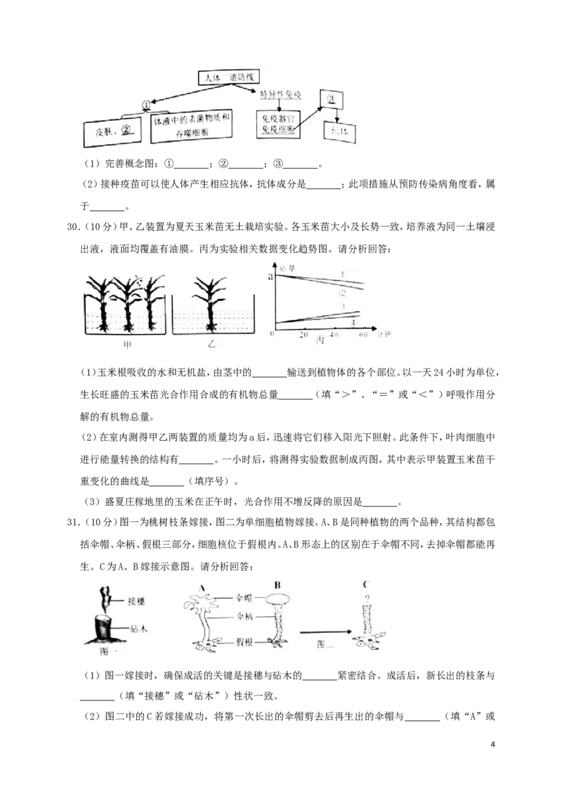 湖南省岳阳市2019年中考生物真题试题_8.生物中考真题2015-2024年_2019年全国中考生物92份