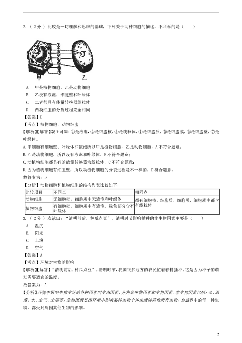 山东省济宁市2018年中考生物真题试题（含解析）_8.生物中考真题2015-2024年_2018年全国中考生物141份