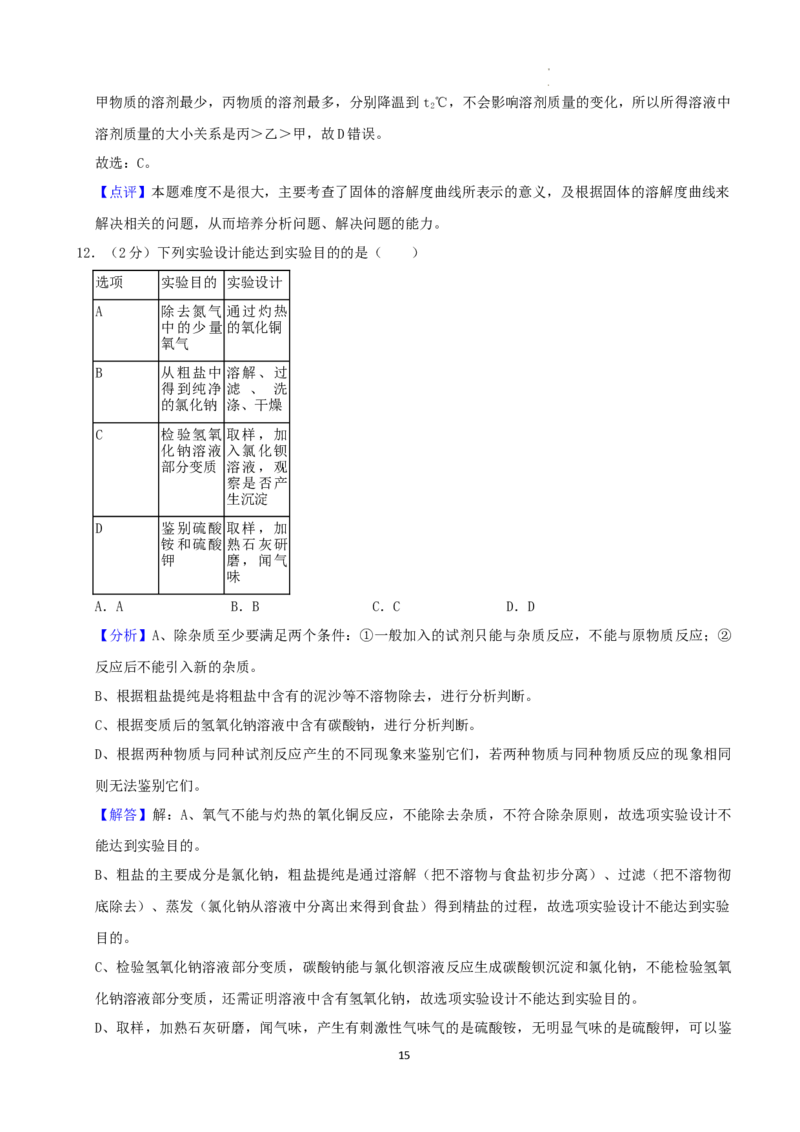 2022年辽宁省朝阳市中考化学真题（word,含解析）_中考真题_5.化学中考真题2015-2024年_地区卷_辽宁化学_辽宁化学_朝阳化学19-22
