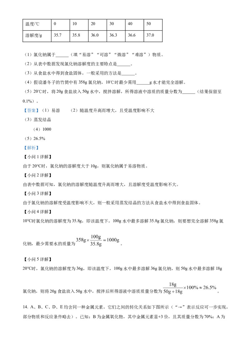 2022年甘肃省武威市中考化学真题（解析版）_中考真题_5.化学中考真题2015-2024年_地区卷_甘肃省_甘肃武威化学中考真题（2015年-2022年）