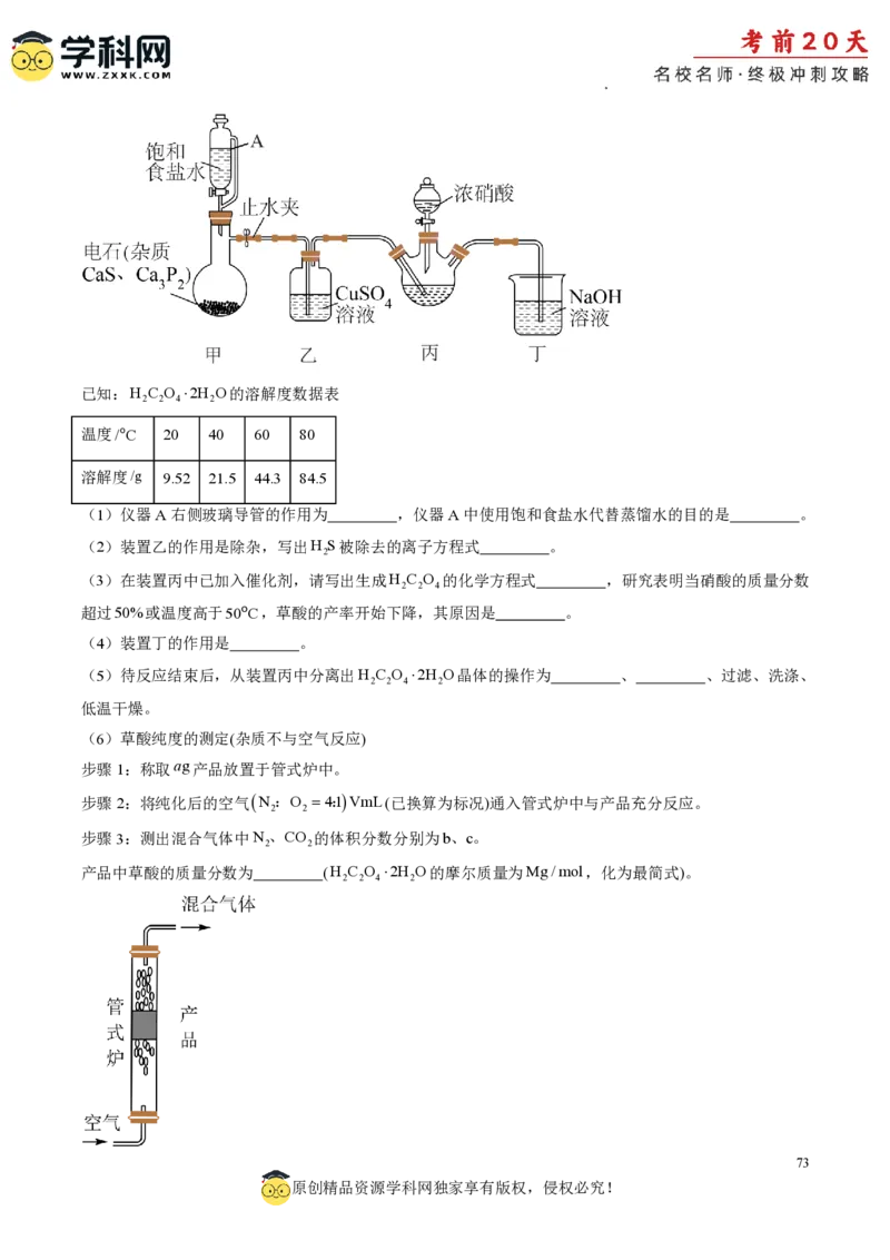 化学（四）-2024年高考考前20天终极冲刺攻略_2024高考押题卷_62024学科网全系列_20学科网高考考前终极攻略_化学-2024年高考考前20天终极冲刺攻略