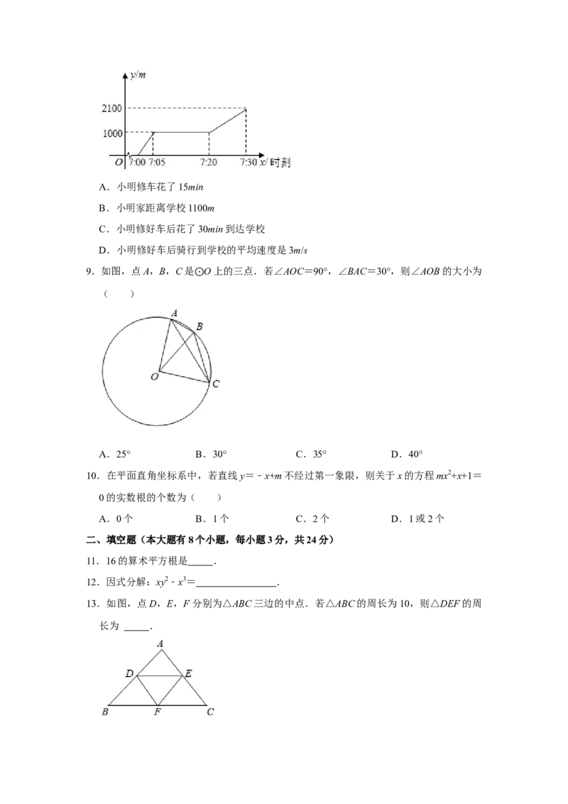 2021年湖南省邵阳市中考数学真题（原卷版）_中考真题_2.数学中考真题2015-2024年_地区卷_湖南省_邵阳数学11-22