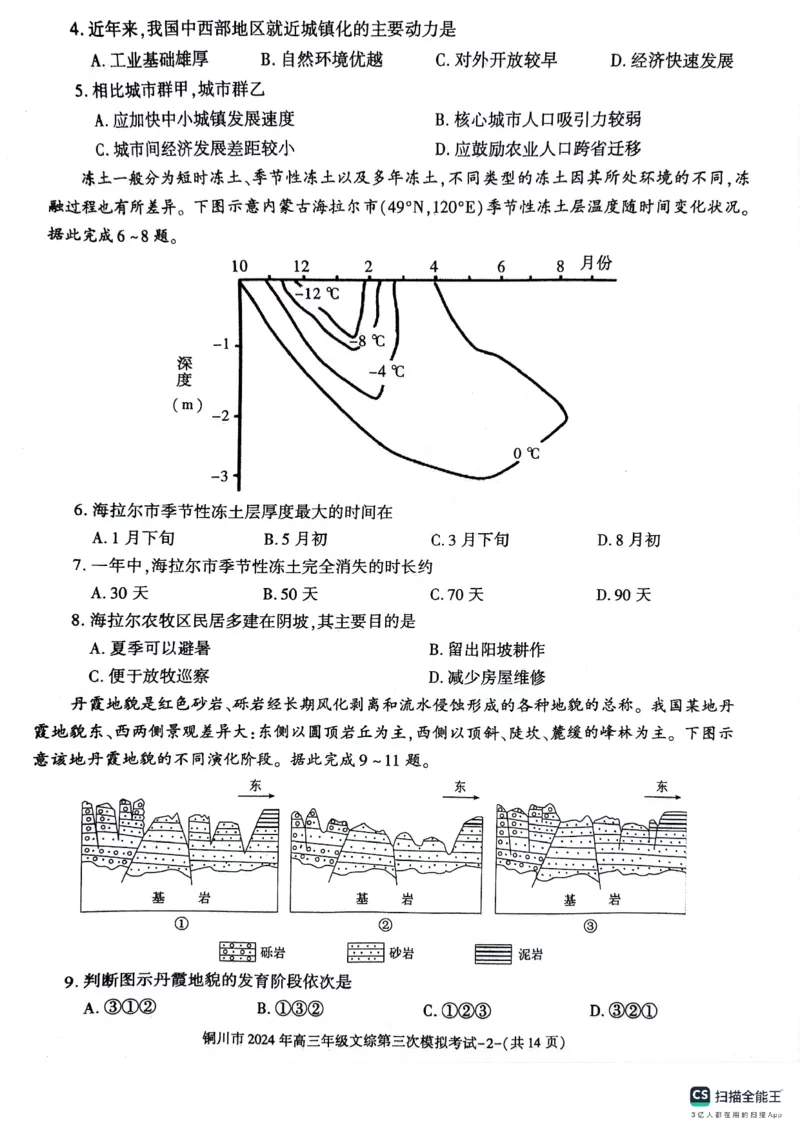 陕西省铜川市2024届高三下学期第三次模拟考试文综PDF版含答案(1)_2024年5月_025月合集_2024届陕西省铜川市高三下学期第三次模拟考试