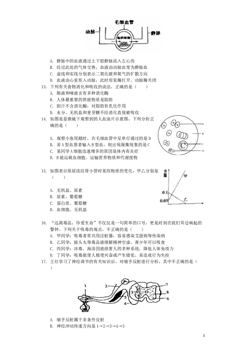 山东省滨州市2019年中考生物真题试题（含解析）_8.生物中考真题2015-2024年_2019年全国中考生物92份