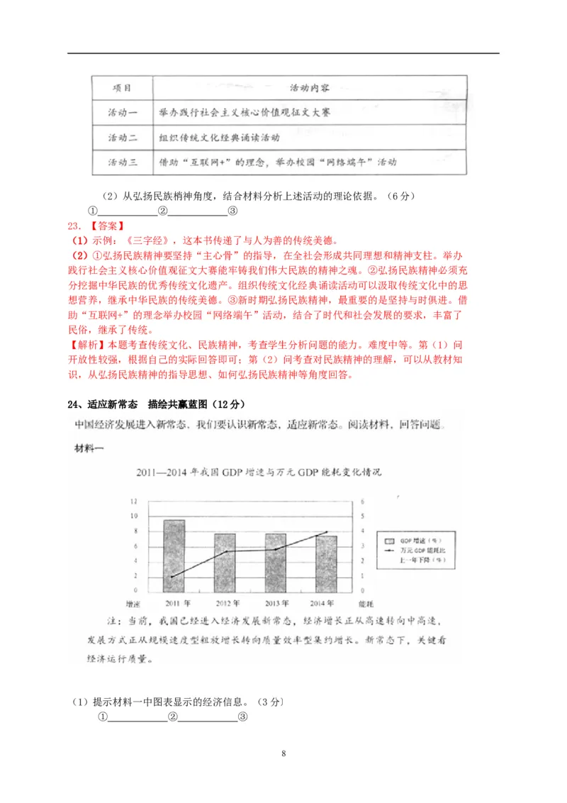 山东省青岛市2015年中考思想品德试卷_7.政治中考真题2015-2024年_地区卷_山东省_青岛政治11-22